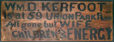 Cartel de madera pintado a mano, 1871 de American School